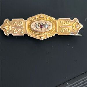 Gold and Silver Brooch with Gemstones